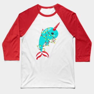 Christmas Lights Narwhal Baseball T-Shirt